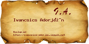Ivancsics Adorján névjegykártya